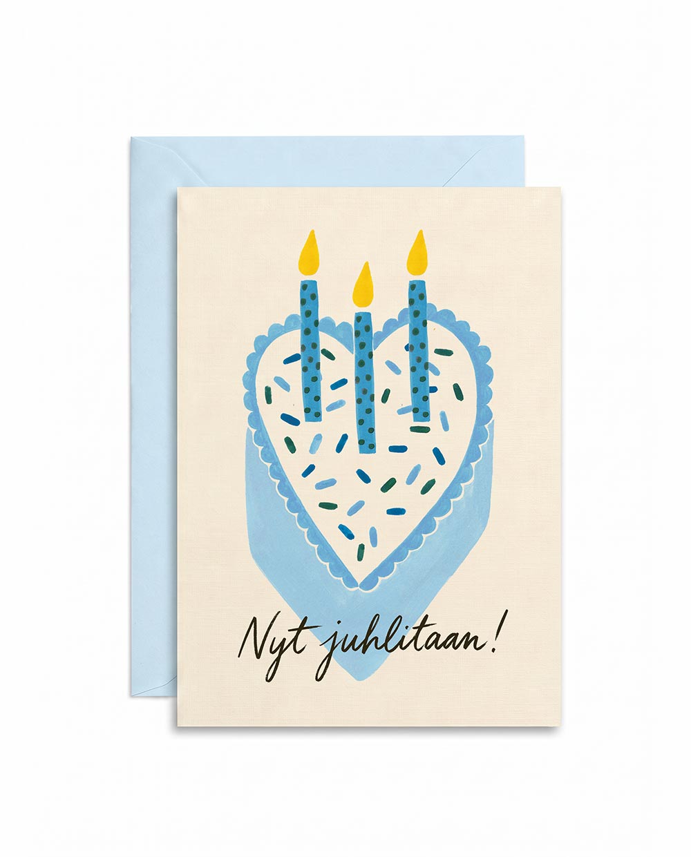 Blue Heart Cake Birthday Card FI