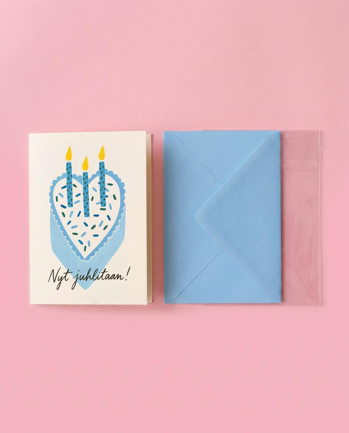 Blue Heart Cake Birthday Card FI