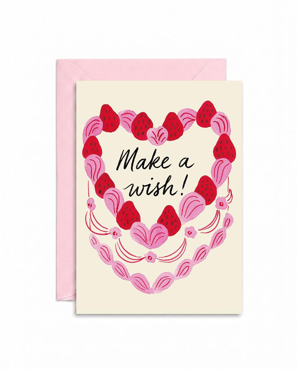 Strawberry Heart Cake Birthday Card