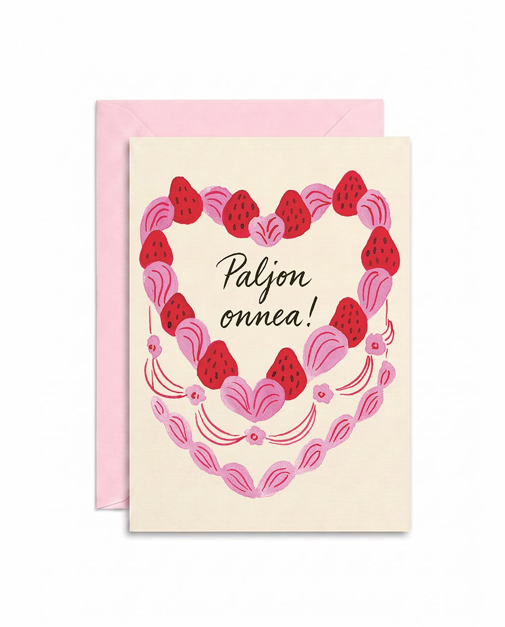 Strawberry Heart Cake Birthday Card FI