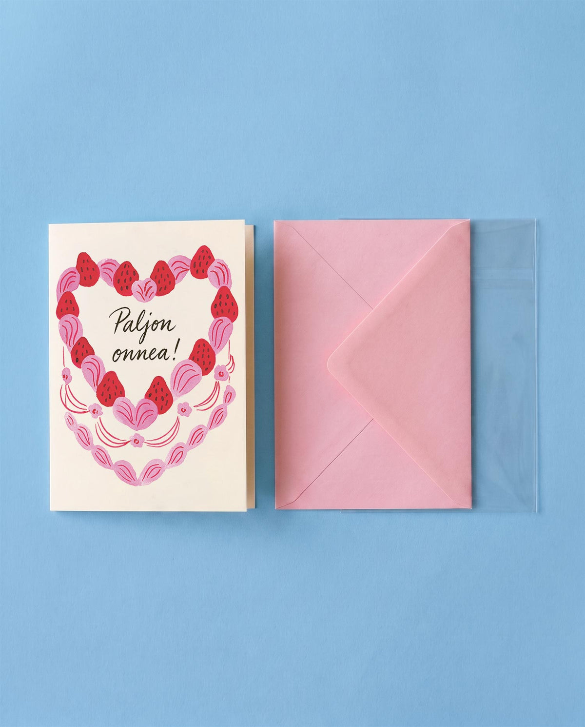Strawberry Heart Cake Birthday Card FI