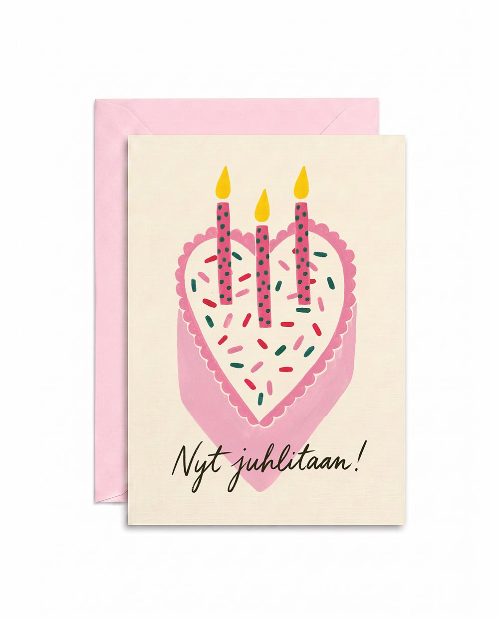 Pink Heart Cake Birthday Card FI