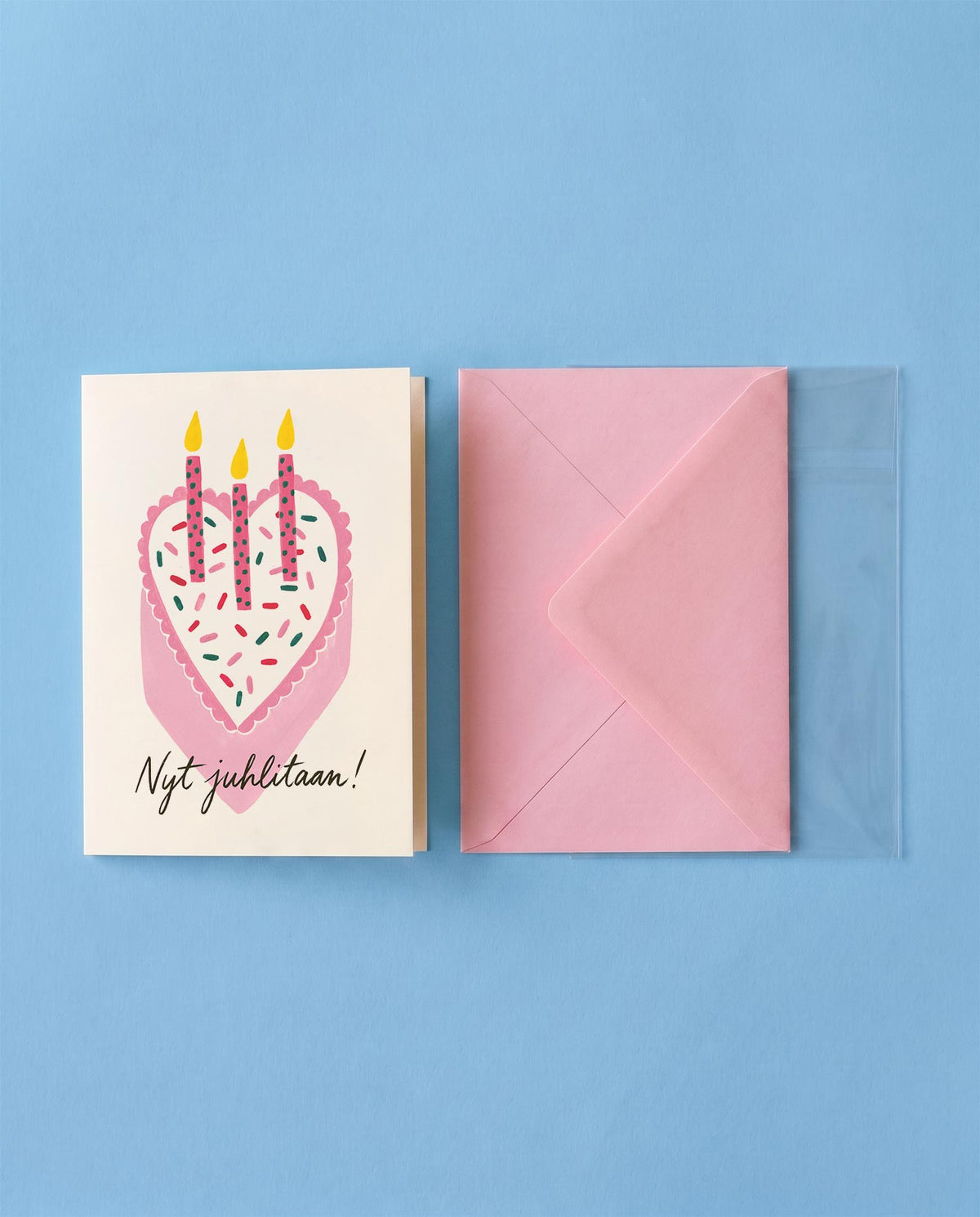 Pink Heart Cake Birthday Card FI