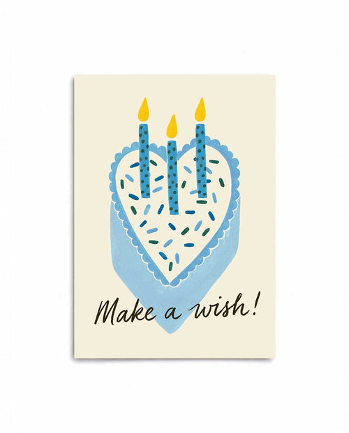 Blue Heart Cake Birthday Card