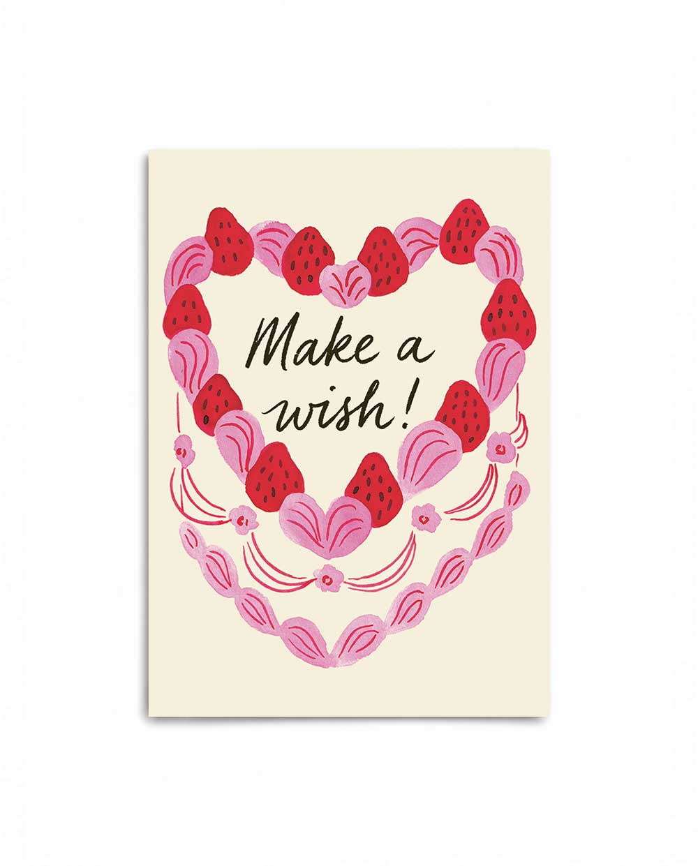 Strawberry Heart Cake Birthday Card