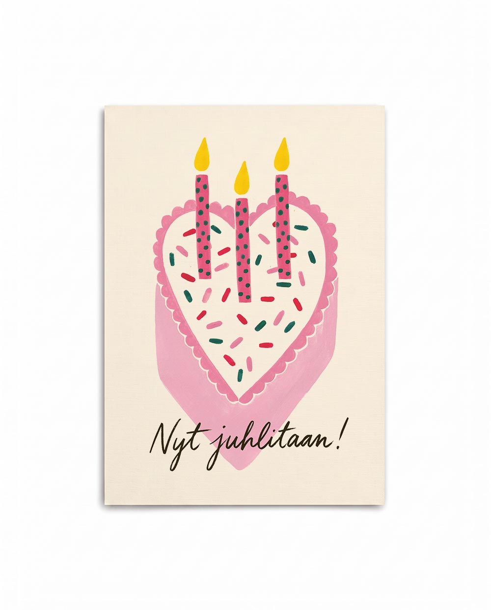 Pink Heart Cake Birthday Card FI